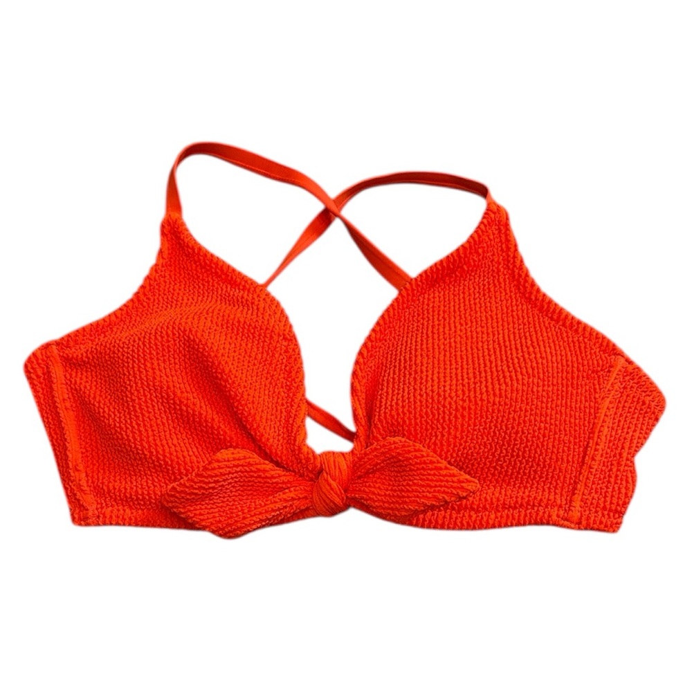 Kona Sol | EUC Vibrant Orange Textured Bikini Top